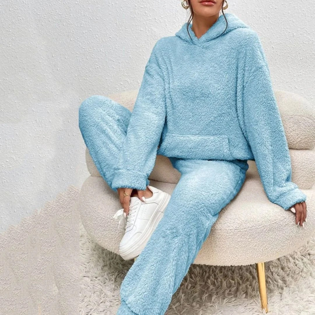 Dam fleece mjukisset tröja och byxor