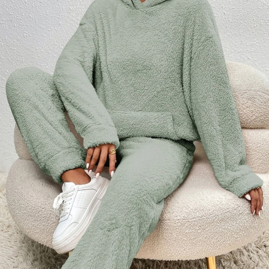 Dam fleece mjukisset tröja och byxor