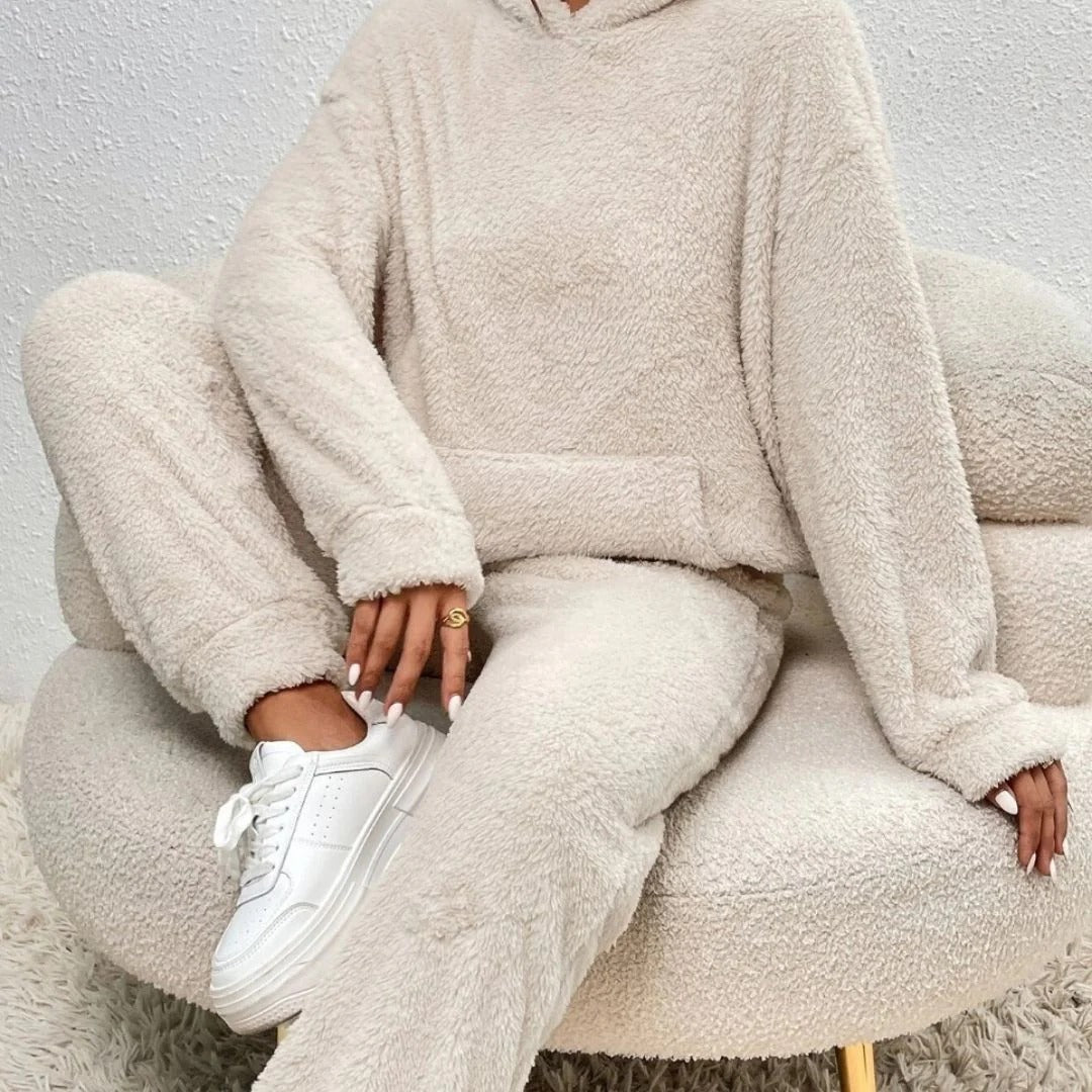Dam fleece mjukisset tröja och byxor