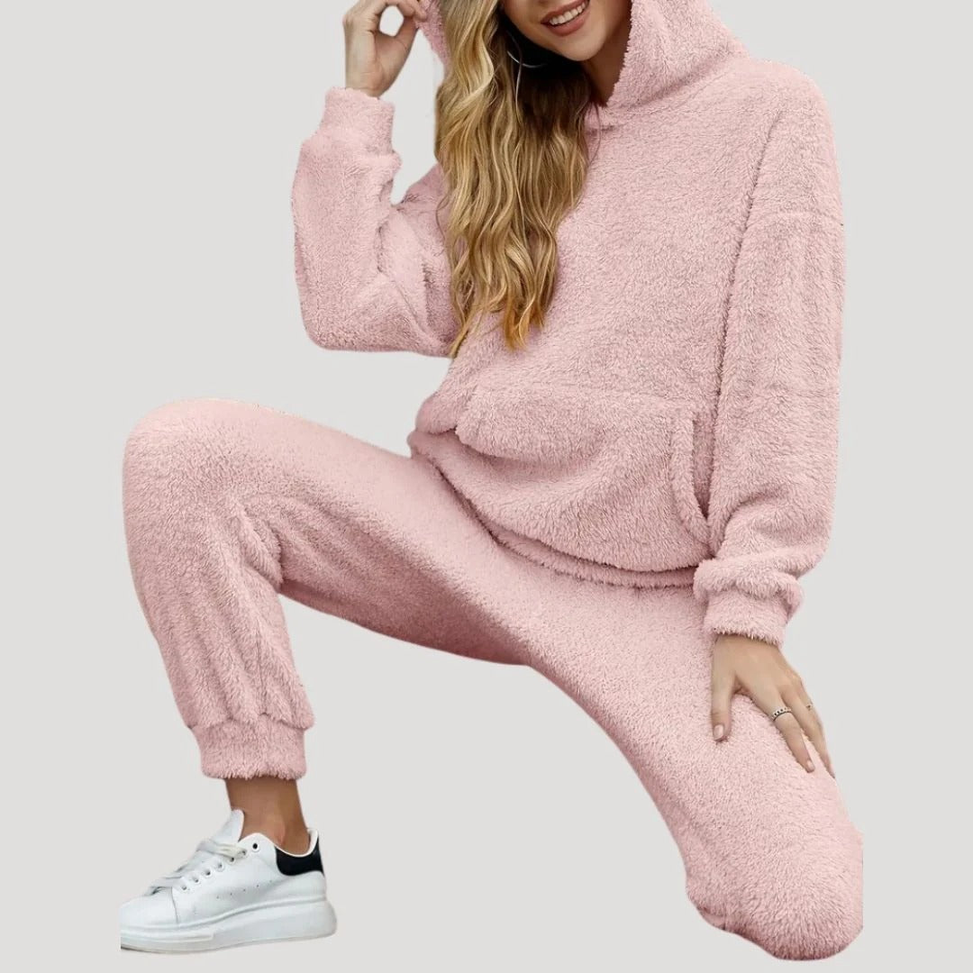 Dam fleece mjukisset tröja och byxor