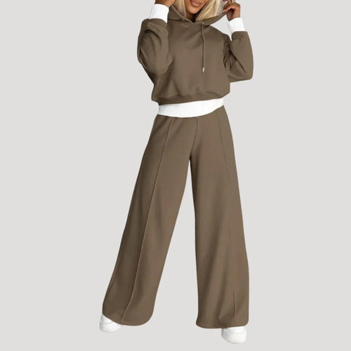 Dam fleecefodrad oversized hoodie och joggingset