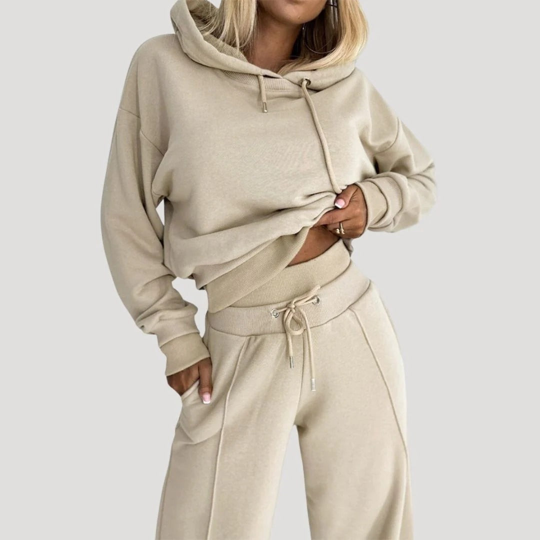 Dam fleecefodrad oversized hoodie och joggingset