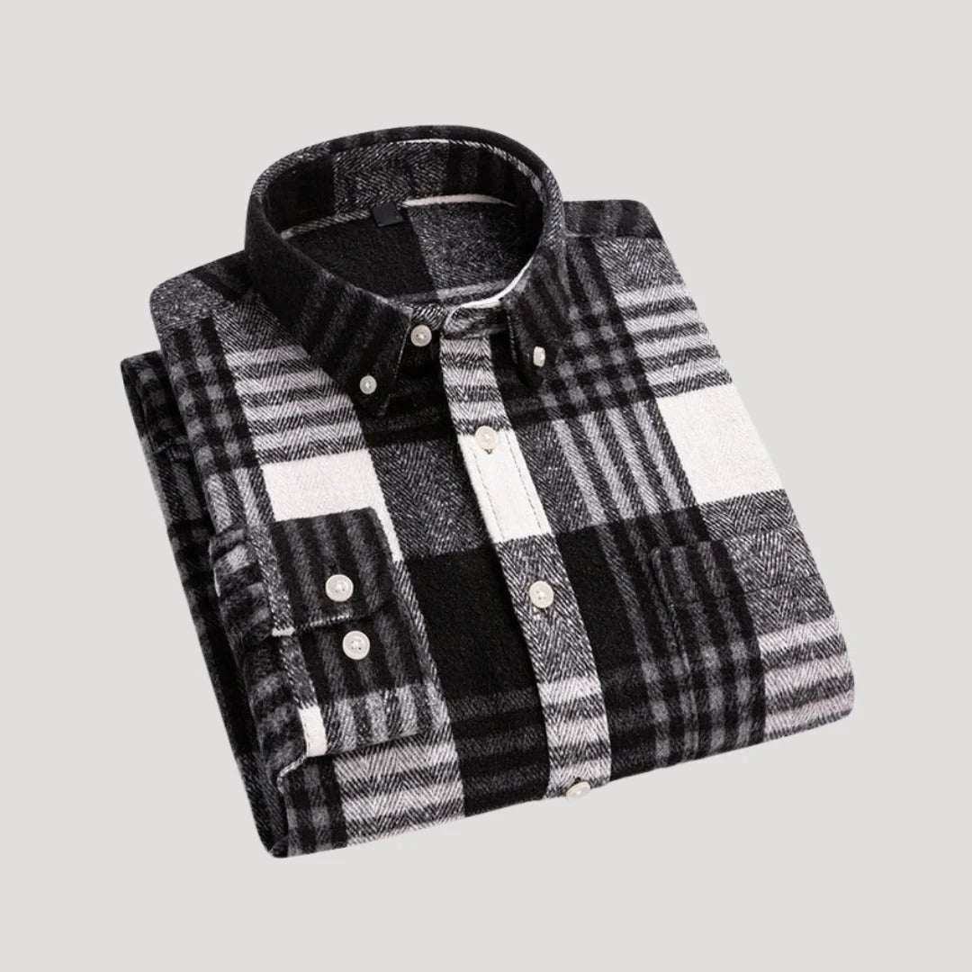 Herr rutig flanellskjorta som overshirt