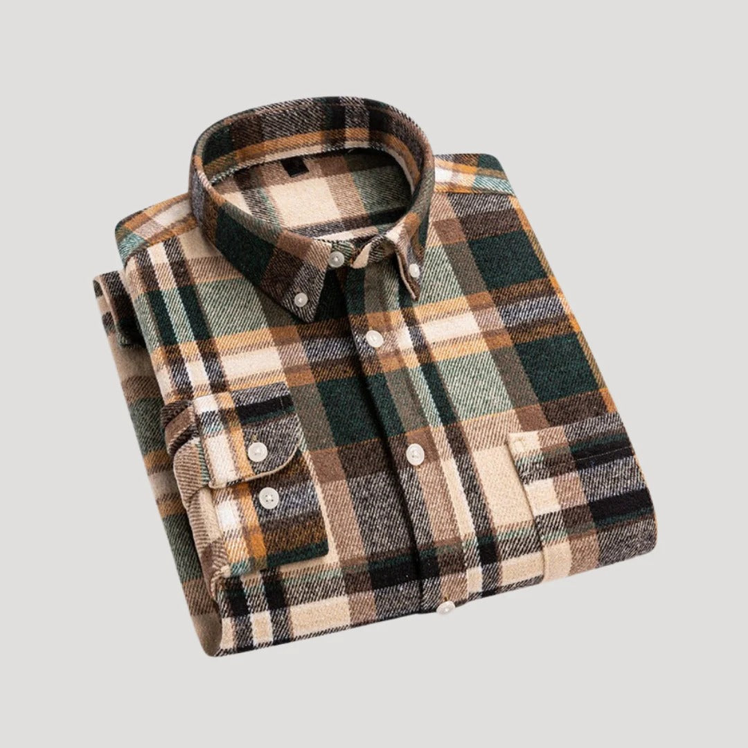 Herr rutig flanellskjorta som overshirt